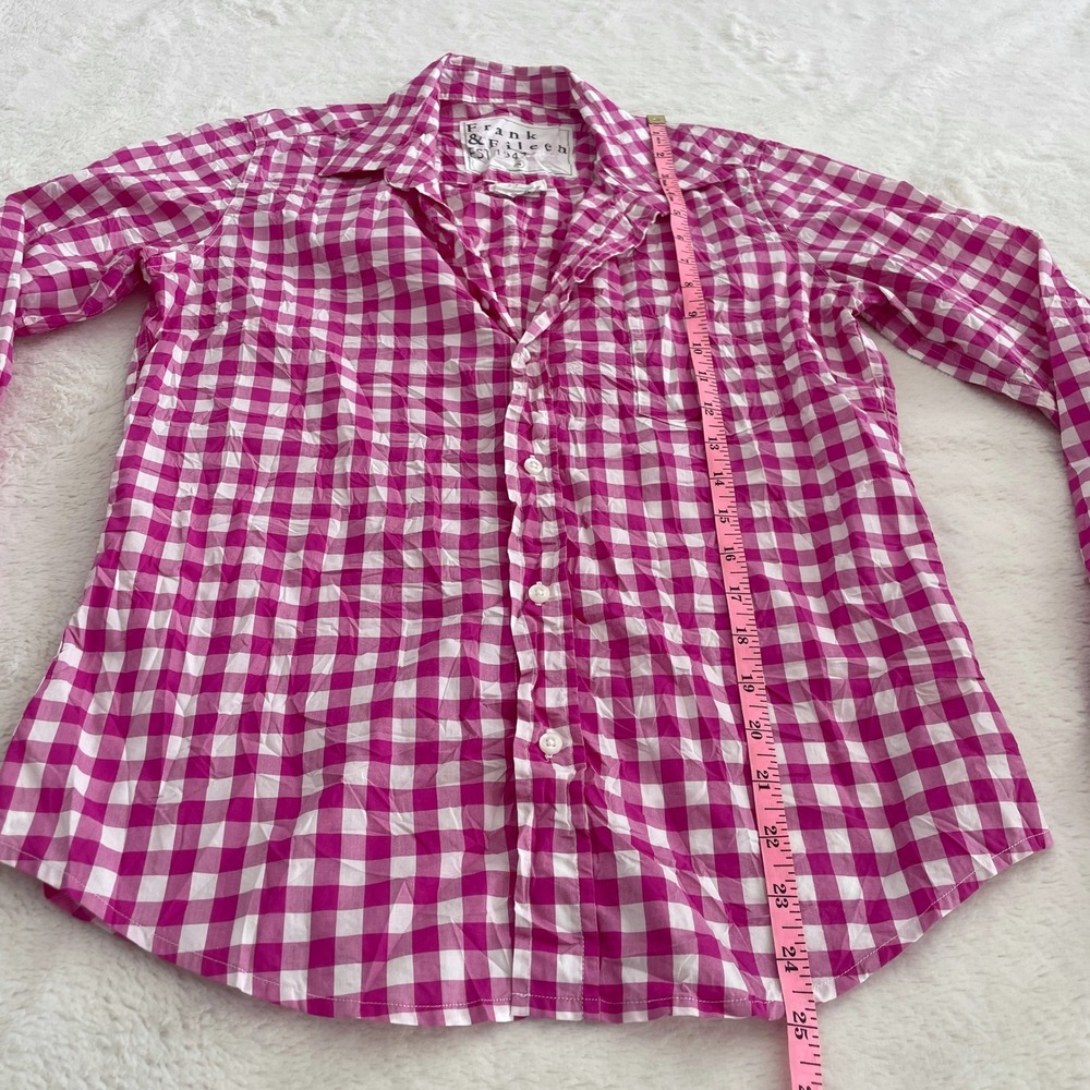 Frank & Eileen Barry Pink Gingham Check Italian Cotton Button Down Shirt Small - Picture 4 of 10